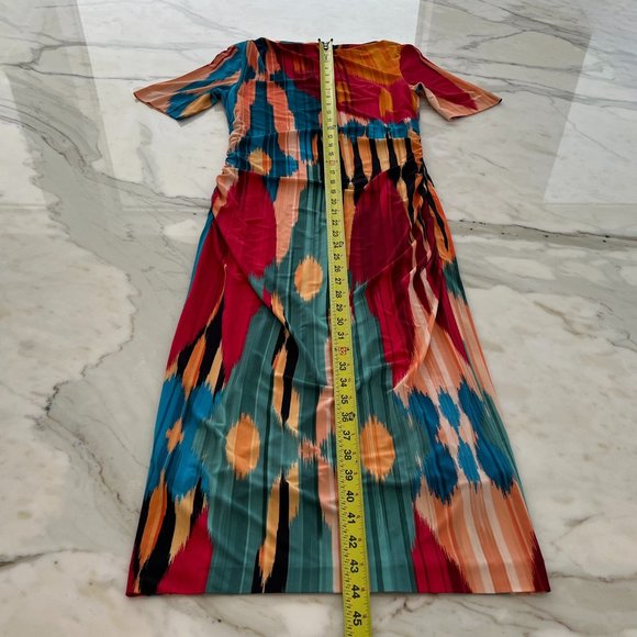 ETRO RED MULTI VISCOSE SHORT SLEEVE DRESS SIZE IT 42 / US 6 - Picture 15 of 17